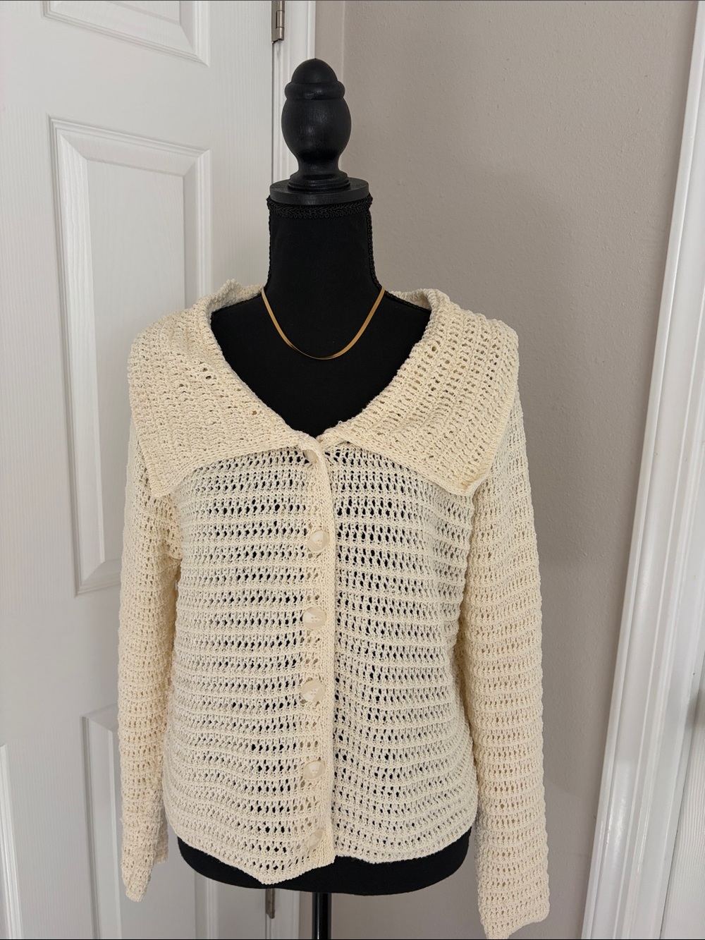 Petal & Pup Open-Knit Button-Up Sweater Cardigan - Women